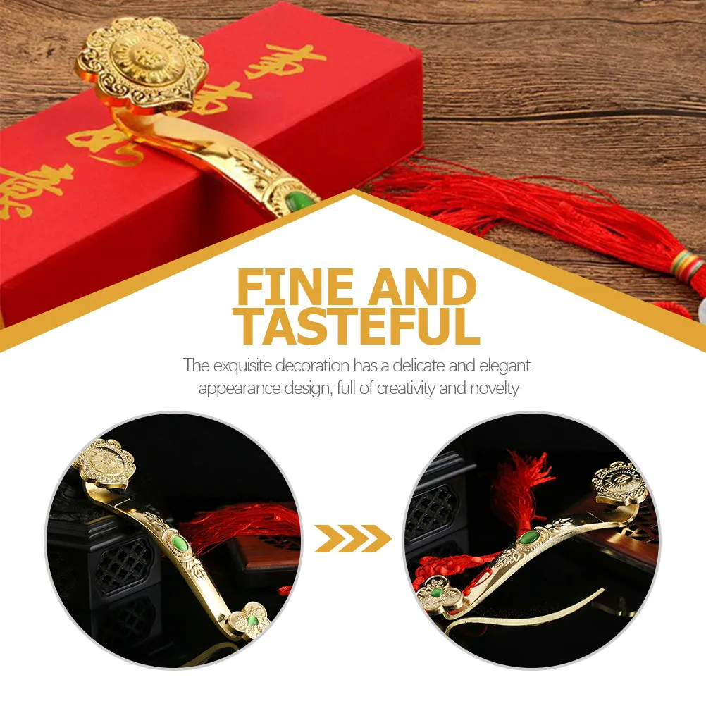 Delicate Golden Ruyi Ornament Home Porch Decor Decorative Plastic Ruyi Adornment Desktop Office Decor