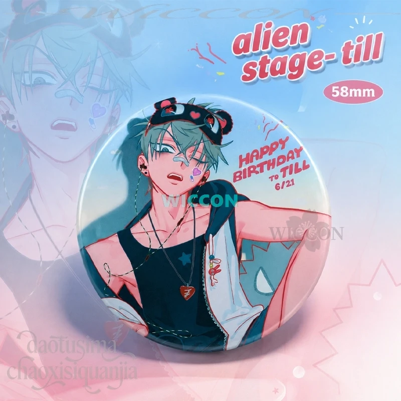 2026 HAPPY BIRTHDAY TILL Tinplate Soft Button Pin Brooch Metal Badge Accessories Halloween Birthday Gifts Cosplay Alien Stage