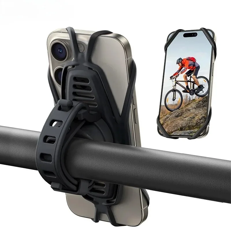 1pc Universal 360° Rotatable Bicycle Phone Holder Silicone Motorcycle Stand Bracket GPS Multi Functional Navigation Phone Holder