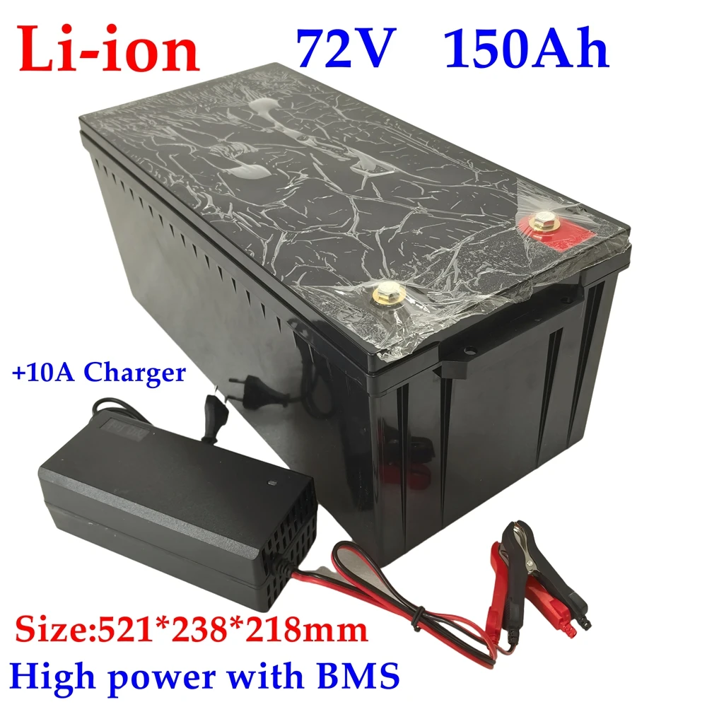 waterproof li ion 72v 150Ah lithium ion battery 100A BMS for 7000w 6000W bike tricycle Forklift Motocycle AGV +10A charger.