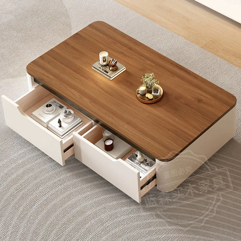Drawers Storage Coffee Table Decoration Modern Wood Aesthetic Designer Side Table Clear Living Room Meubles Salon Furniture