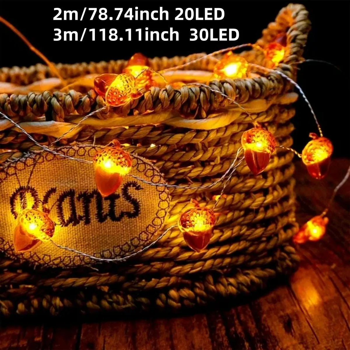 1 قطعة 20/30 LED الجوزة سلسلة أسلاك نحاسية أضواء بطارية تعمل بالطاقة الخريف جارلاند ديكور الجنية مصباح للمنزل الجدول هالوين ديكور #2