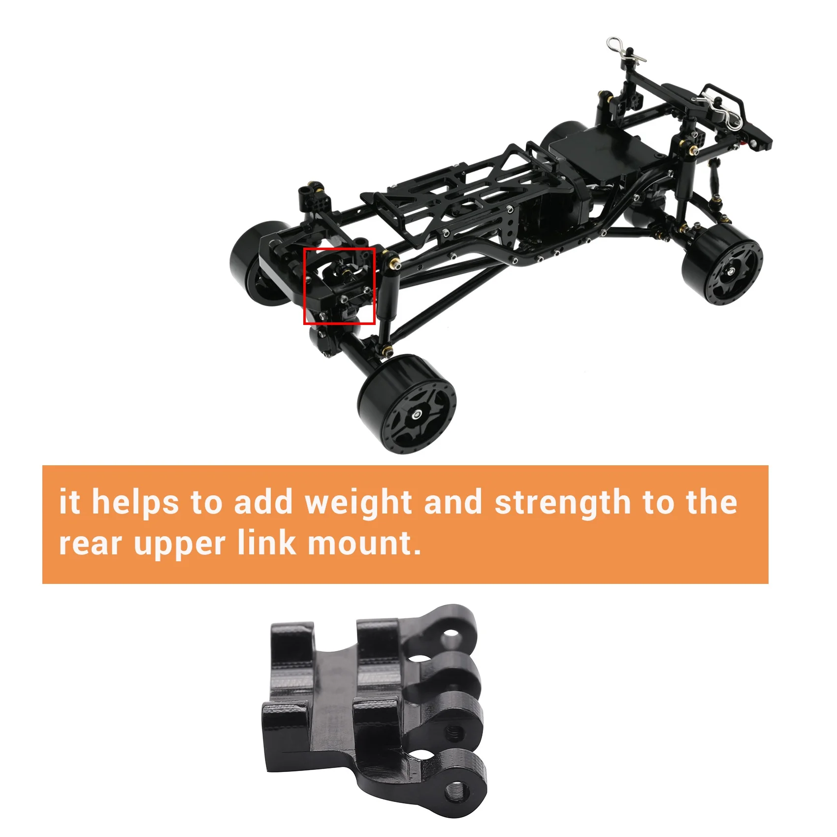 Base de montaje de enlace superior de armazón de eje trasero de Metal para Axial SCX24 90081 C10 1/24 coche trepador de control remoto piezas de mejora Accesorios