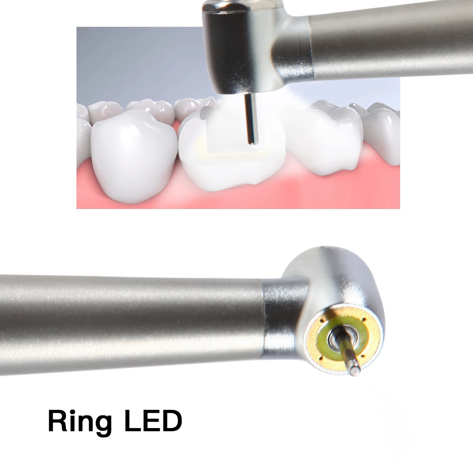 Anneau LED Shwisless avec tête standard, roulement en céramique, fibre optique, pièce à main haute vitesse, générateur électronique à 4 trous, 4 jets d'eau