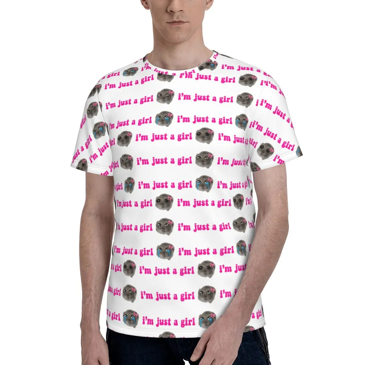 Sad Hamster Meme T-Shirt for Men Cotton T Shirts Men's Tees Short Crew Neck Summer Clothes Tops