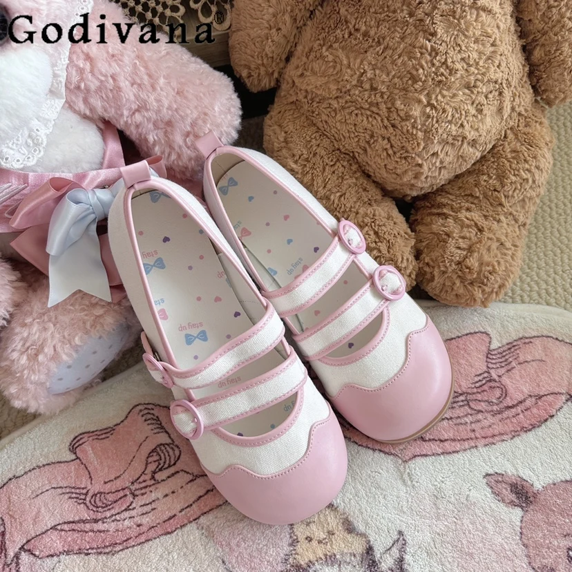 

Student Kawaii Mary Jane Shoes Spring Women's Sweet Cute Lo Flat Shoes Soft Sister Japanese Lolita Round Head Indoor Shoes