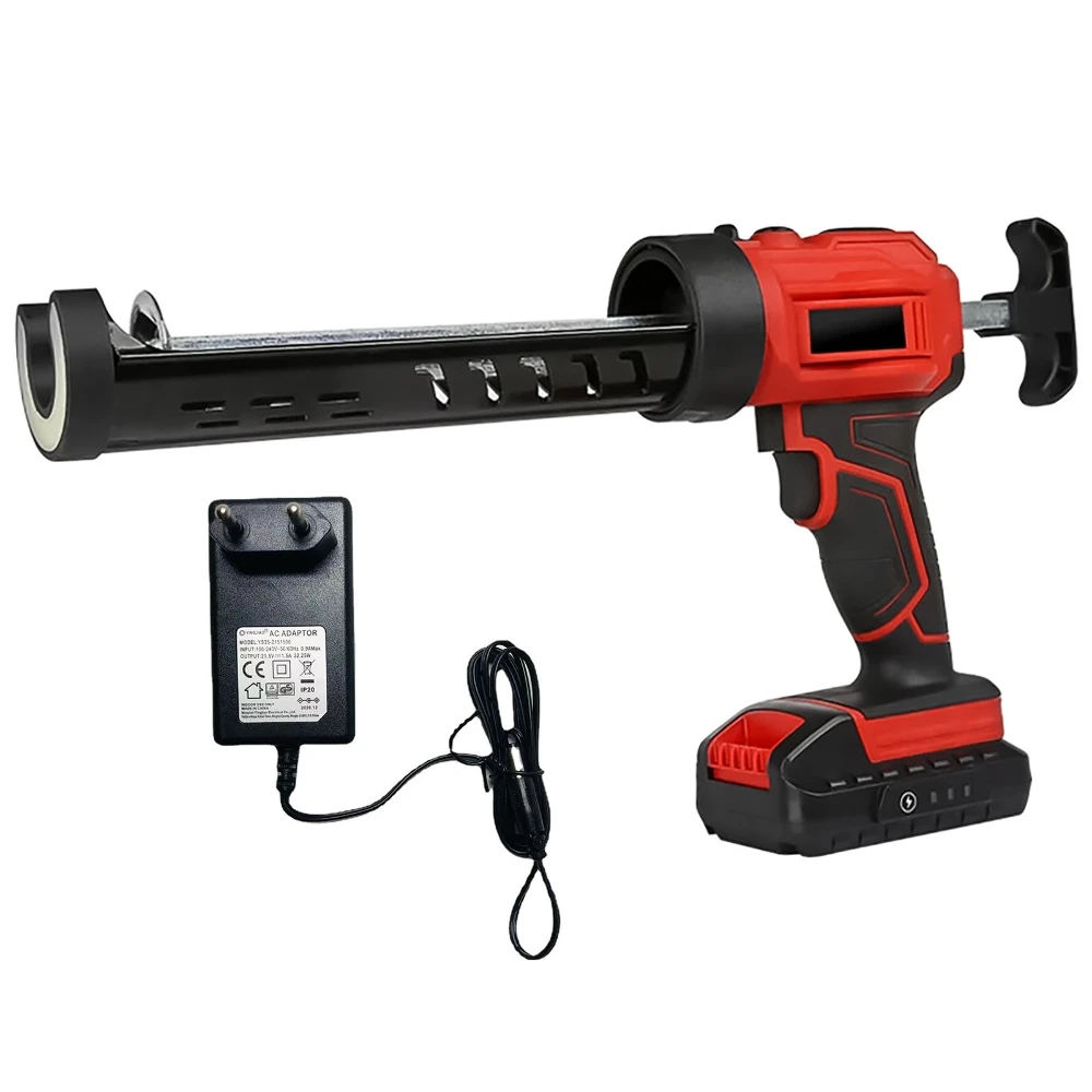 Cordless Electric Caulking Gun with LED Lighting 4 Gear Cement Glass Adhesive Glue Gun with 2000mA Battery Sealant Tool Machine