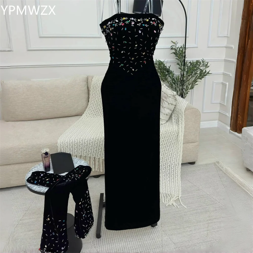 

Customized Prom Gown Evening Formal Dress Women YPMWZX Strapless Column Floor Length Skirts Bead Bespoke Occasion Dresses Party