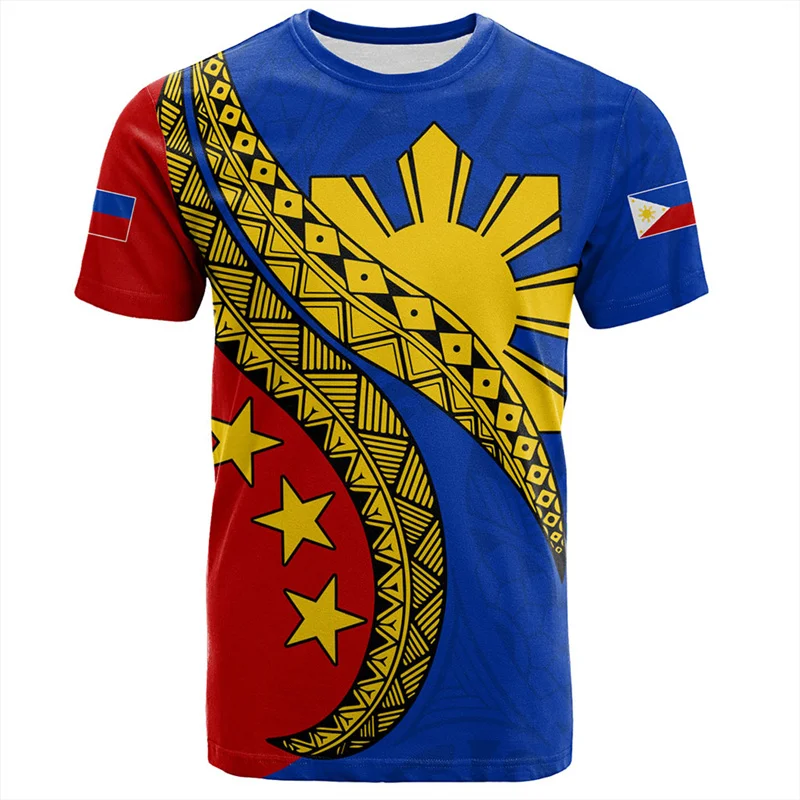 Vintage 3D Print Philippines Filipinos Emblem T Shirt Philippines Maori Tribal Styles Graphic T-shirts Kid Fashion Short Sleeves