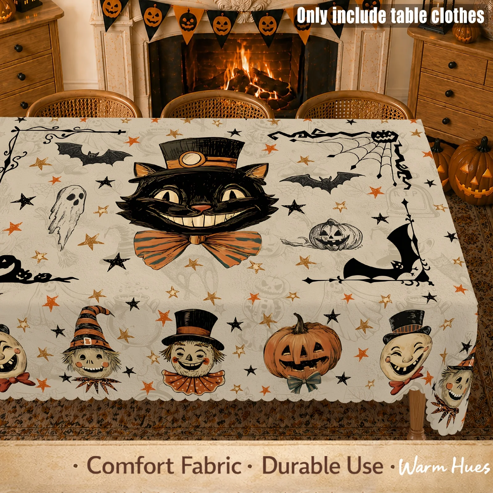 One piece. Cute retro Halloween tablecloth for kitchen, dining room decoration, interior and exterior decoration.zyc