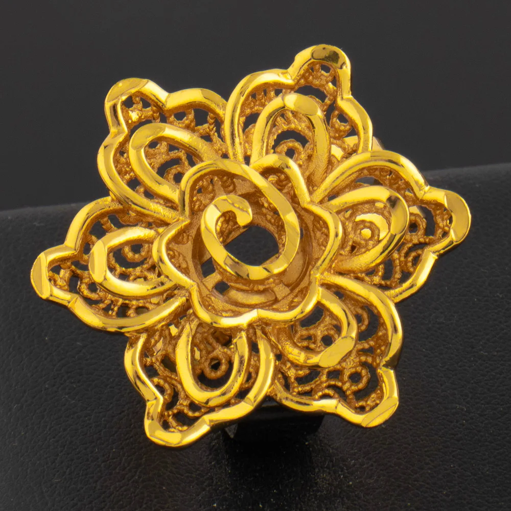 Äthiopien Dubai Blume Gold Farbe Arabische Ringe Größenverstellbar Für Frauen 18K Gold Überzogene Hochzeit Schmuck Afrikanische Party Geschenk – Detail 8