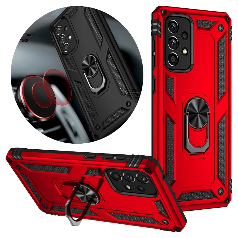 Armor Soft Phone Case for Samsung Galaxy A73 A72 A57 A56 A55 A52S A50S A54 A53 Anti-Fall Magnetic Finger Ring Holder Cover Cases