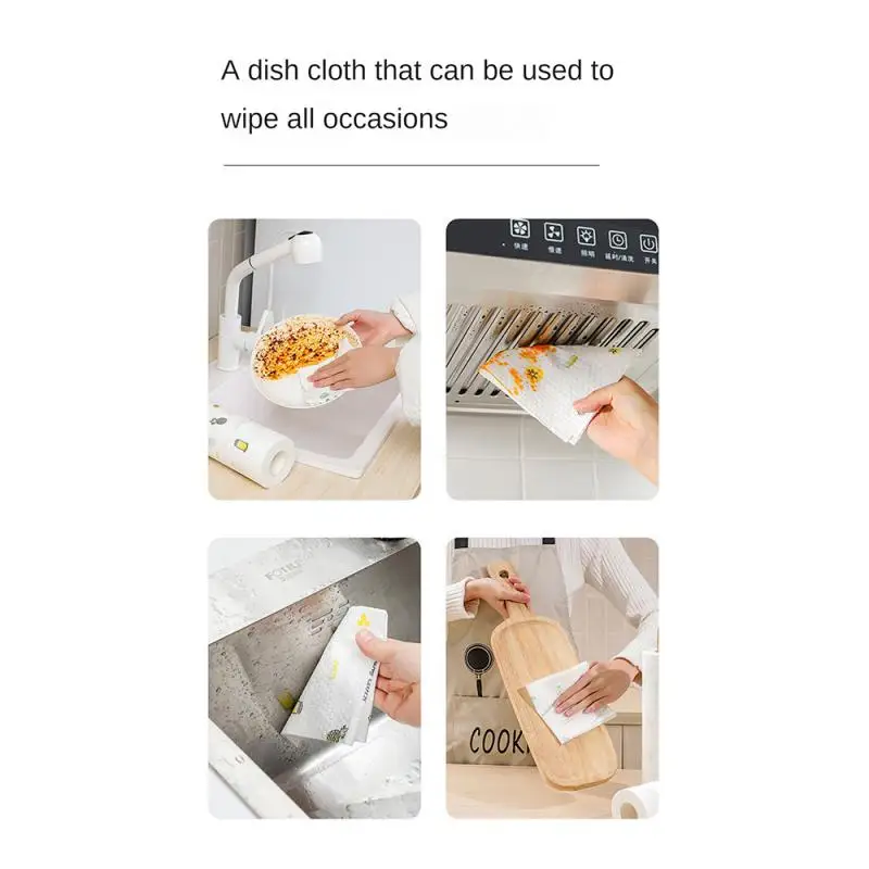 Dish Cloth Decontamination Oversized Roll Non-woven Printing Dish Towels Disposable Little Fresh 20x20cm Dishcloth Housework