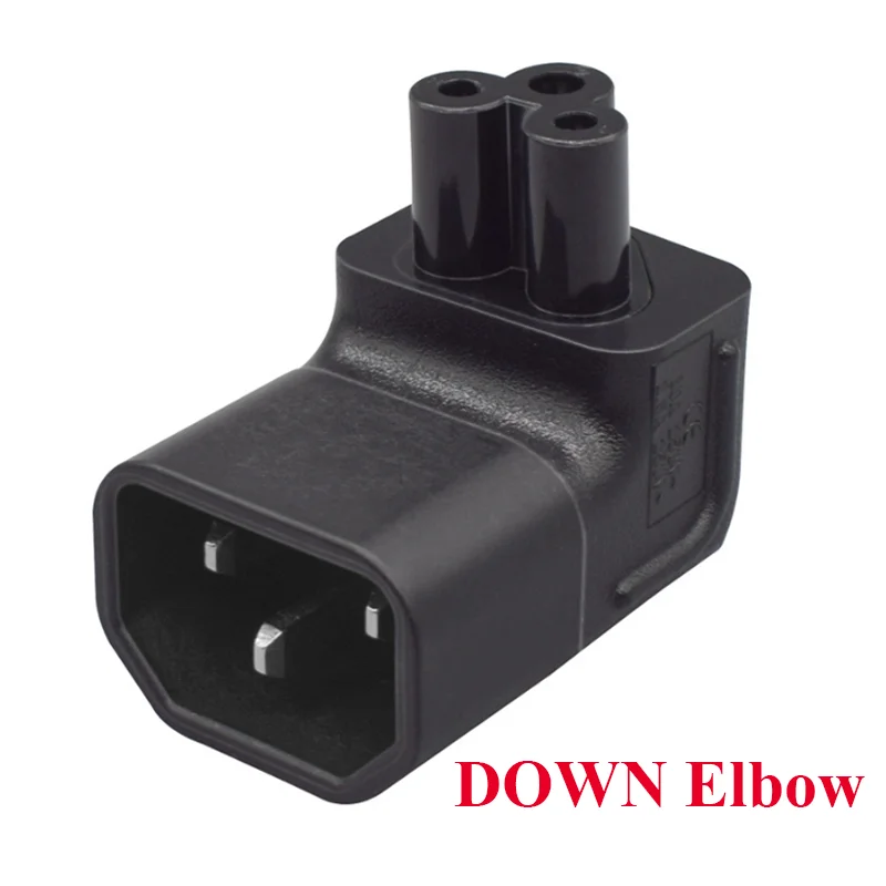 Schwarzer Up Down Ellenbogen IEC320 C14 auf C5 Netzteilstecker Clover Leaf Stromsteckdose Stecker auf Buchse Konverter