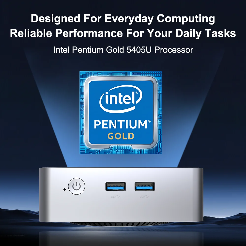 Ninkear M5 Neo Mini PC with Dual HDMI, Gigabit Ethernet, WiFi 5, Bluetooth 5.0 and USB 3.2, Intel Pentium Gold 5405U Processor, 8GB RAM, 256GB SSD, Windows 11, Compact Desktop Computer for Everyday Office Work