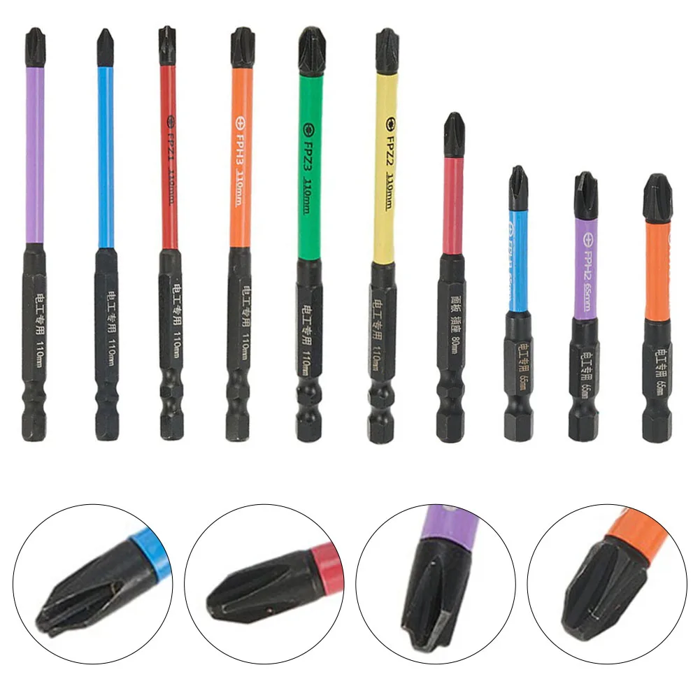 

Cross Screwdriver PZ Screwdriver Bit 10pcs With Magnetism Work More Easily Color Differentiation FPH1 FPH2 FPH3