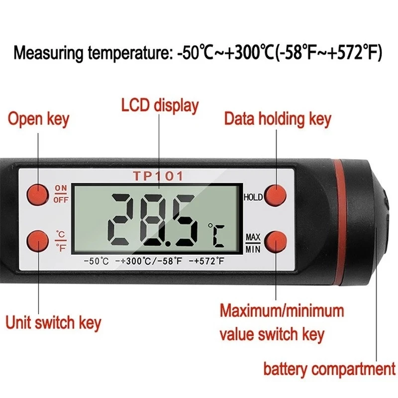 Termometro digitale con sonda lunga 15cm kit per la produzione di candele misura cera di paraffina di soia liquida latte al forno carne BBQ cera si