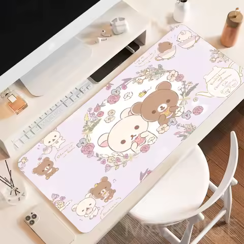 Cute Cat Rilakkuma Mousepad Janpanese Gaming Mouse Pad Gamer Pc Accessories 35x60cm Deskmat Keyboard Mat Game Protector Playmat