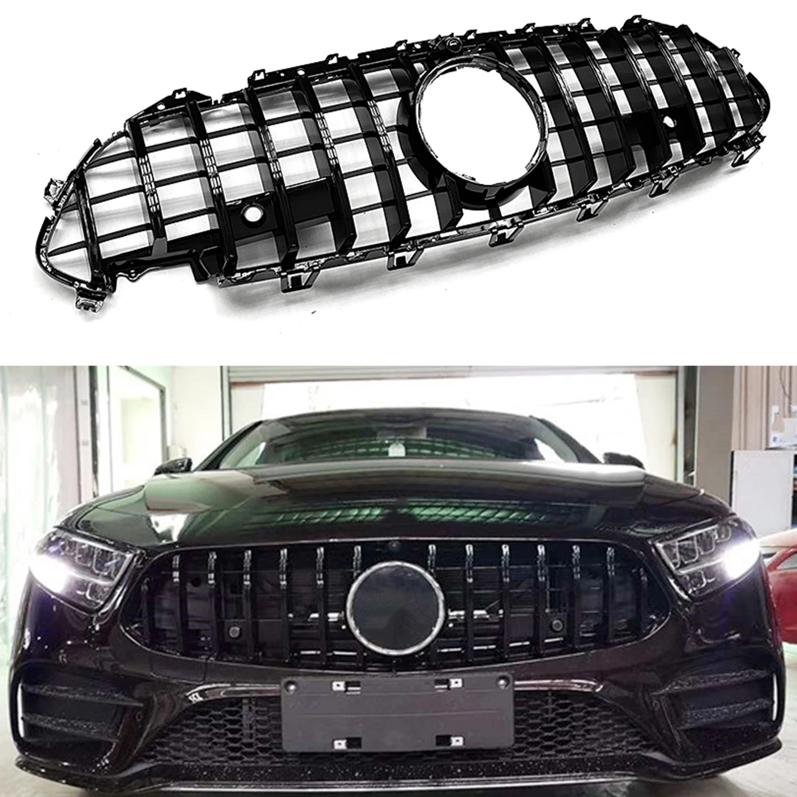 

Grill For Mercedes Benz W257 C257 GLS Class 2019-2022 CLS300 CLS450 CLS500 GT Front Grille Black/Silver Upper Bumper Hood Mesh