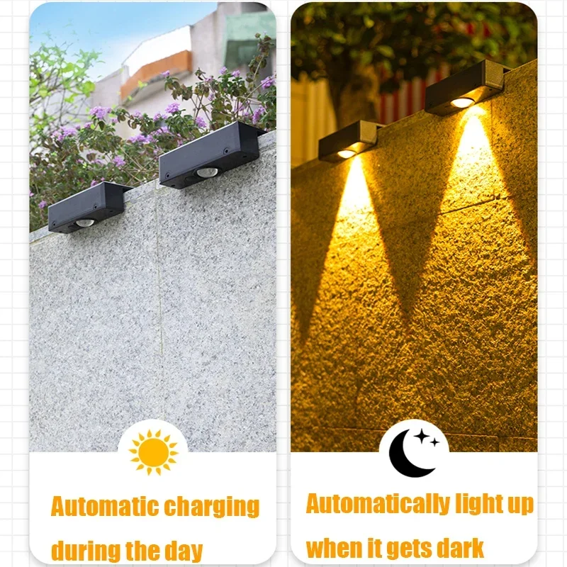 Solar Wall Wash&Step Lights Outdoor LED-Decorative Atmosphere Lighting for Courtyard Garden Balcony Bar Fence Waterproof IP65 Mo