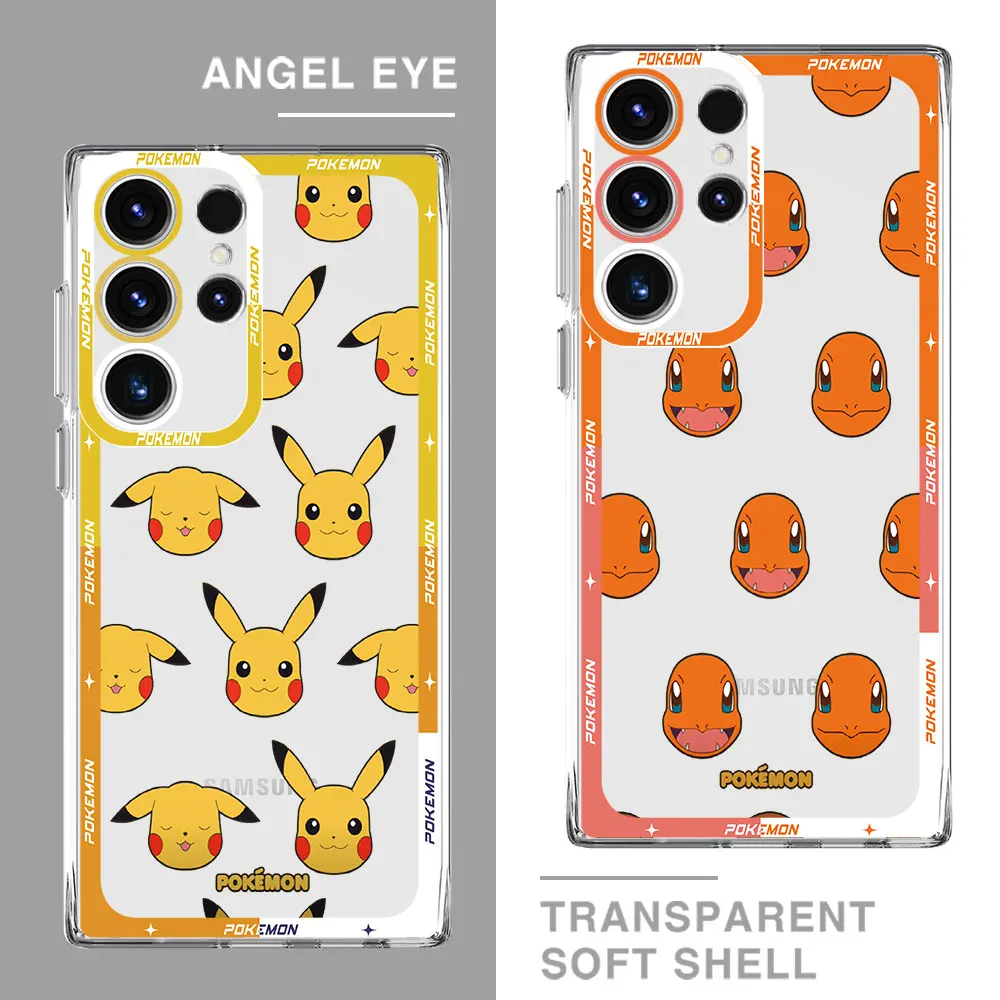 Pokemon Bulbasaur Anime Angel Eye Case For Samsung Galaxy S24 S23 Ultra S22 S21 FE S20 Clear Silicone Phone Cover Luxury Funda