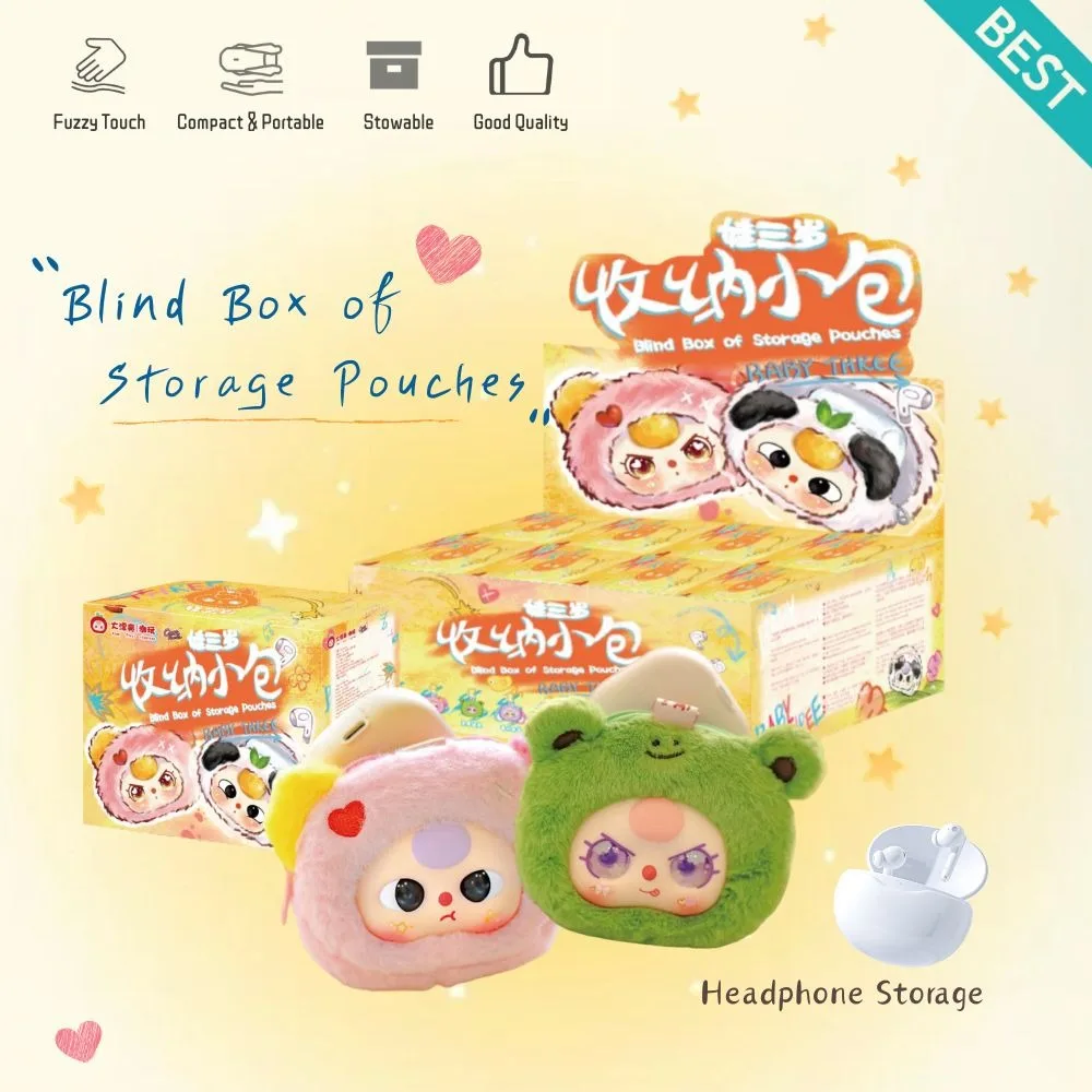 

Baby Three Storage Pouches Trendy Toy Cute Blind Box Decorative Accessories Keychain Make Up Bag Wallet Pendant Decoro