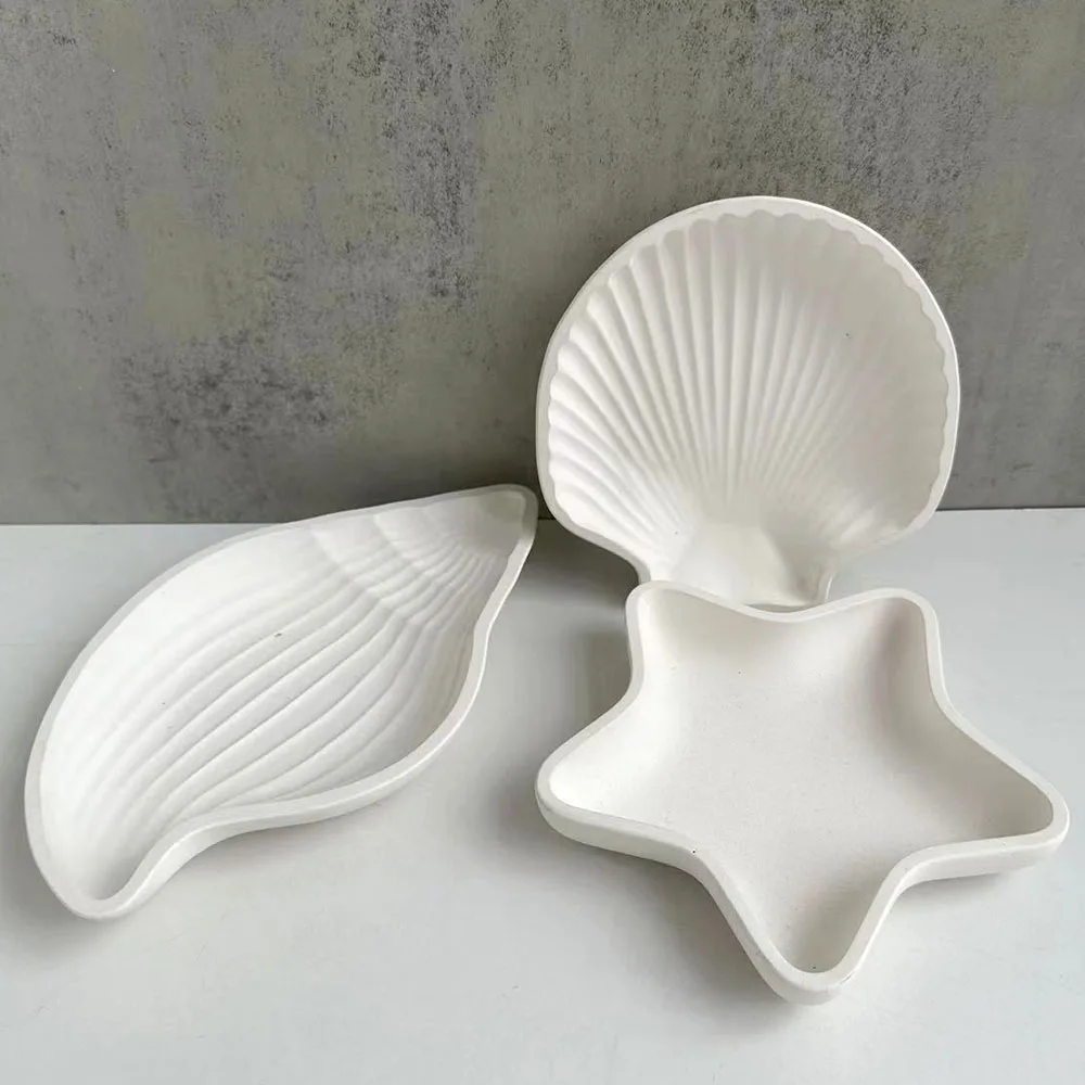 Betonnen Ster Opbergbak Siliconen Mal Diy Schelp Sieraden Ambachtelijke Plaat Maken Gips Epoxyhars Fruit Schotel Gieten Mallen