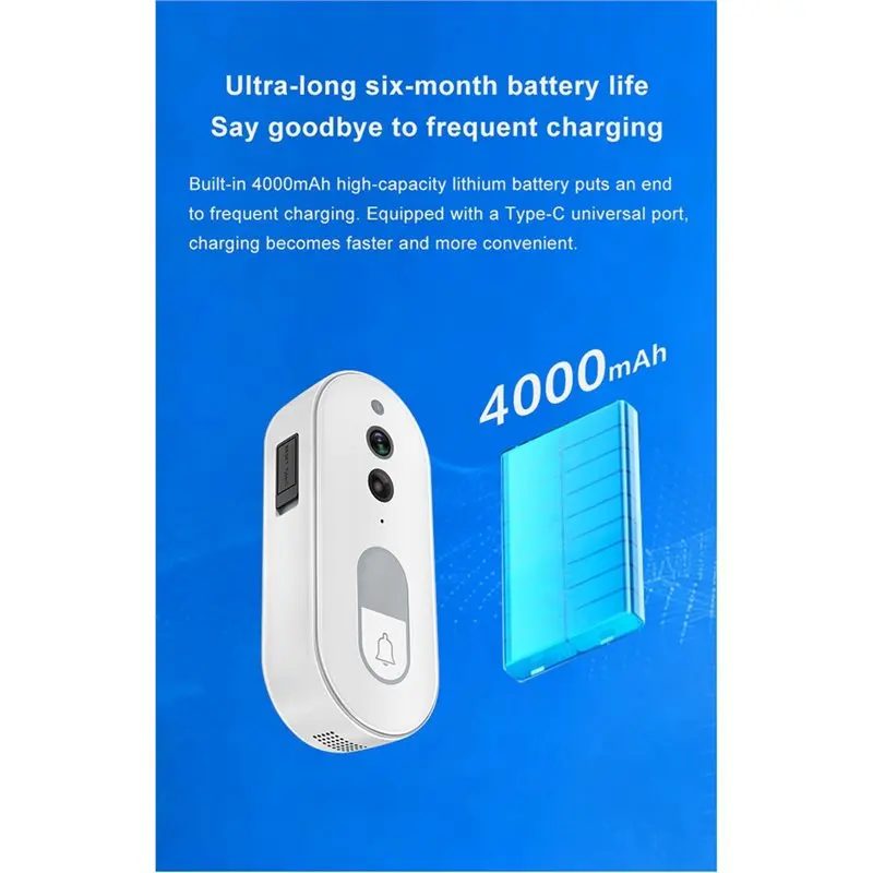 ABAE-Tuya Smart Video Doorbell Wireless HD Camera Wifi Two-Way Talk IR Night Vision IP65 Waterproof Home Security
