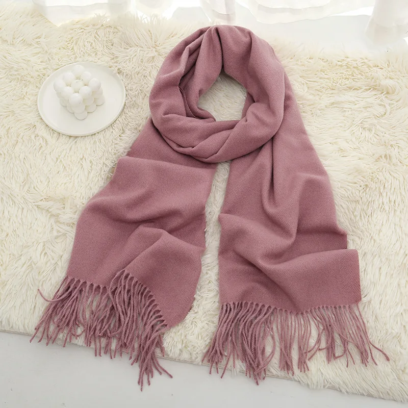 Lenço de inverno para mulheres longo quente cachecóis de caxemira hijab sólido senhora xale envoltório feminino pashmina bandana lenço bufanda foulard