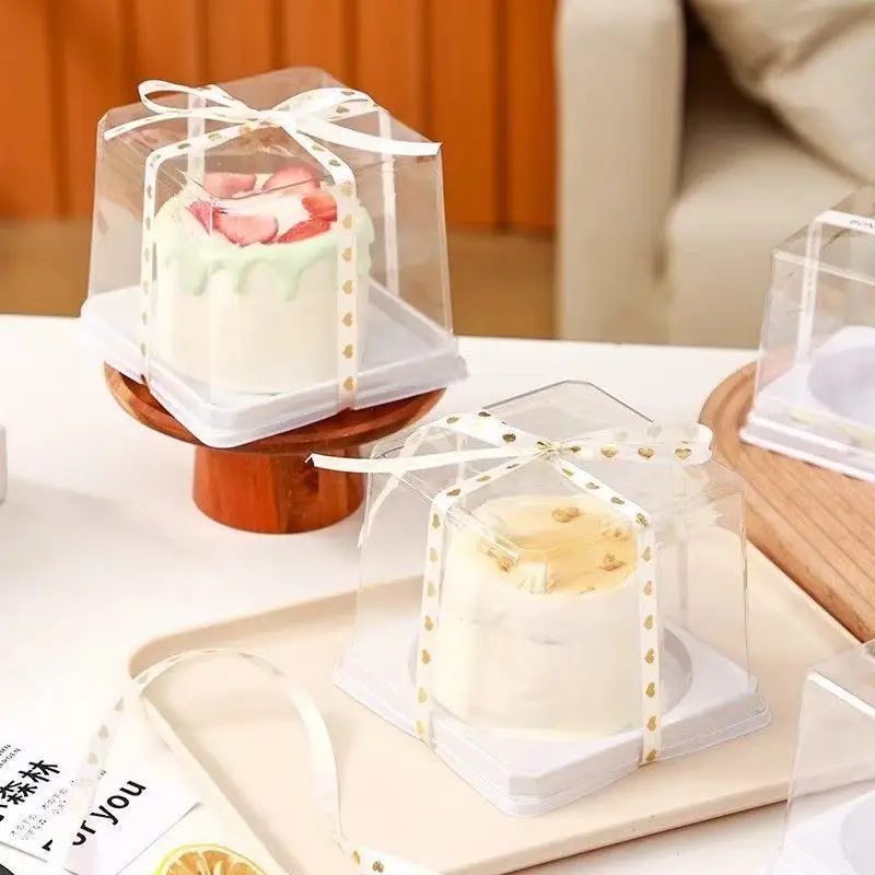 Thousand Layer Cake Transparent Thick Wrapping Case Mousse Bacchus Dessert Cut Bread Anti Fog Packaging Box Cake Shop Exclusive
