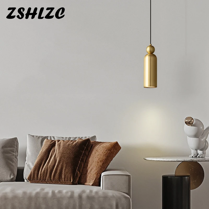 Imagem -03 - Modern Led Cobre Pingente Luz Home Indoor Pendurado Iluminação para Sala de Estar Quarto Decoração Cabeceira Luzes Ouro Preto Lustres