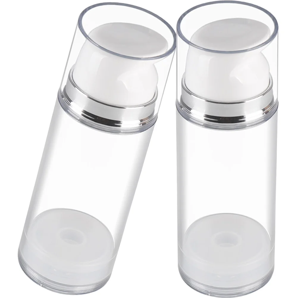 

2 Pcs Squeeze Lotion Bottle Portable Dispenser Airless Container Refillable Travel Jars Pump Empty Multipurpose Vacuum