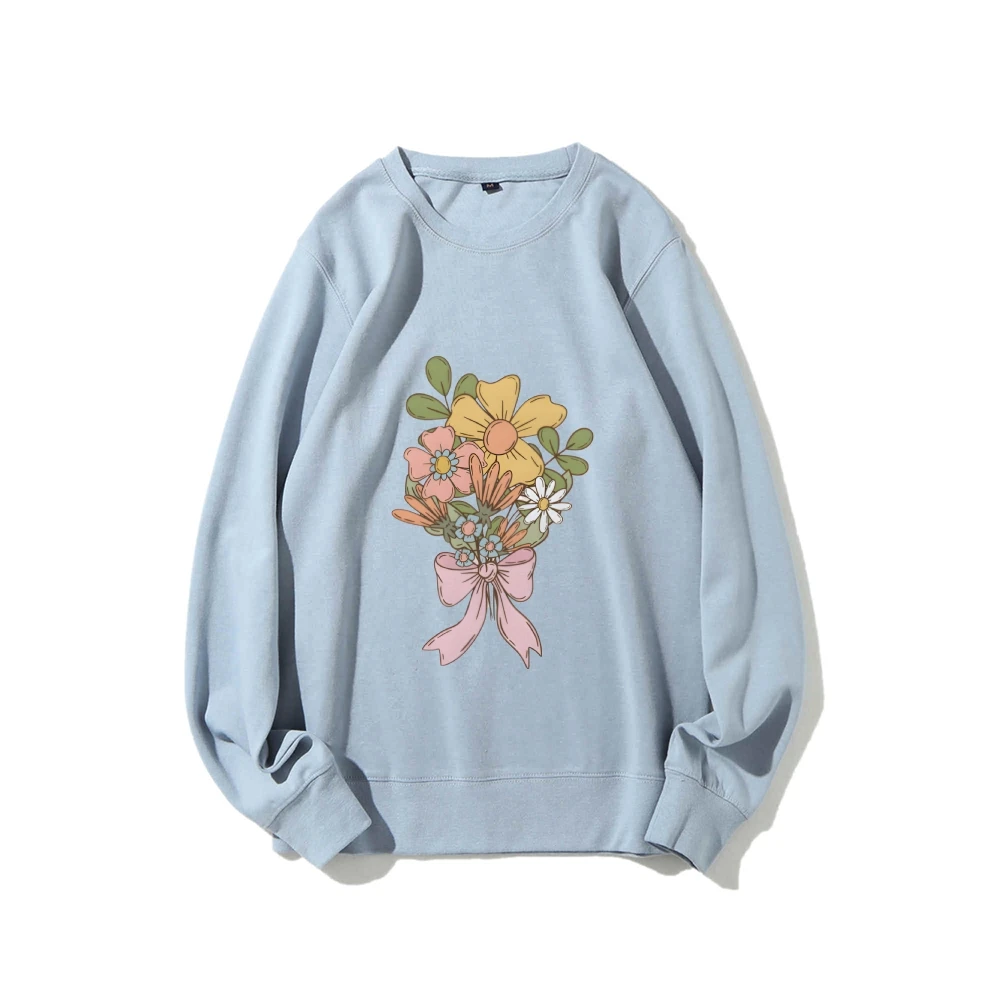 

Y2K Graphic Sweatshirt Flower Bouquet Sweatshirt 100% Cotton High Quality Oversize Colorful Sweatshirt Print Romantic Y2K Vibe