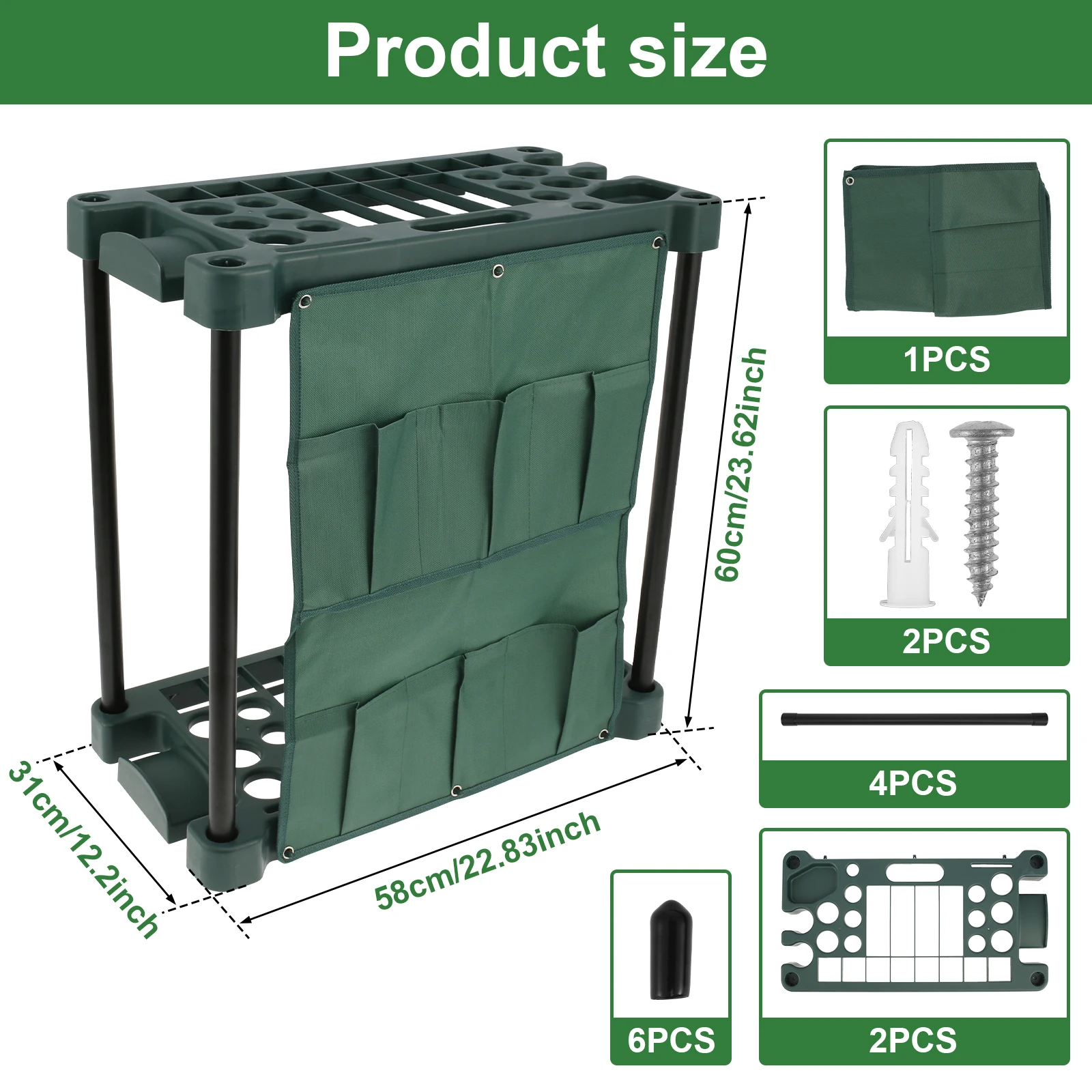 Tool Storage Rack 33 Compartments Large Garden Tool Organizer Lightweight Construction Farm Tool Household Multi-Purposes Stand