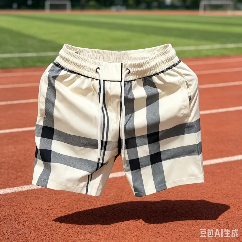 Men 2026 Classic Vintage Plaid Quick Dry Beach Shorts Loose Casual Short Pants Luxury Check Pattern Streetwear Summer Workout