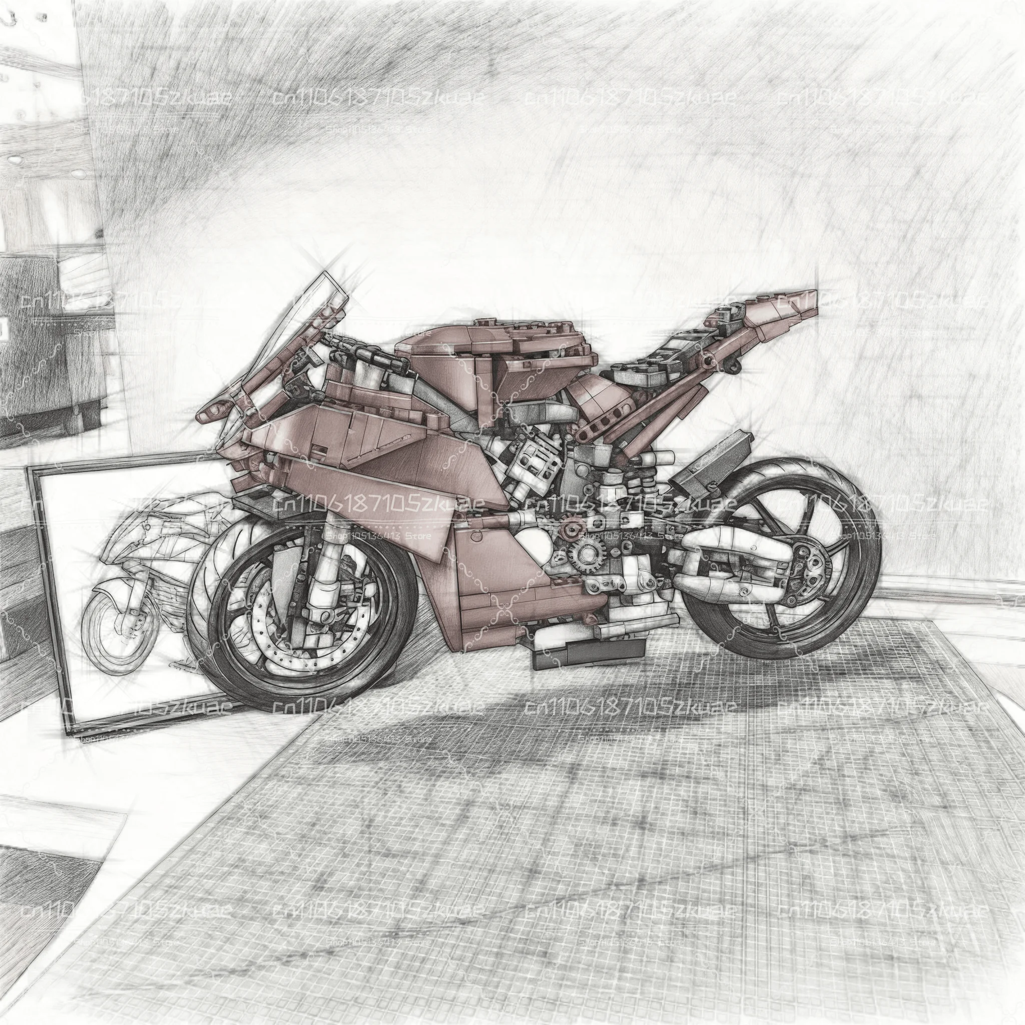 

2025 MOC Technical V4 S Мотоцикл Строительные блоки Модель Механическая группа Кирпичи Игрушки Дети Мальчик Подарок