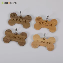 Personalised Wooden Dog Name ID Tags Free Customized Collars Pets Dog ID Tag Engraved Bone Dogs Name ID Tags Pet Accessories