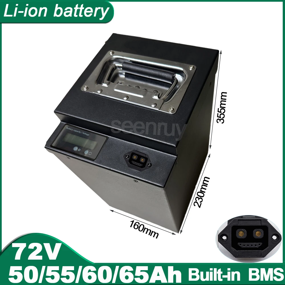 

72V 50Ah 55AH 60AH 65AH Li ion With Charger 2+6 Plug Lithium Polymer Battery Use For 5000W Bike Motorcycle E-Bike Scooter