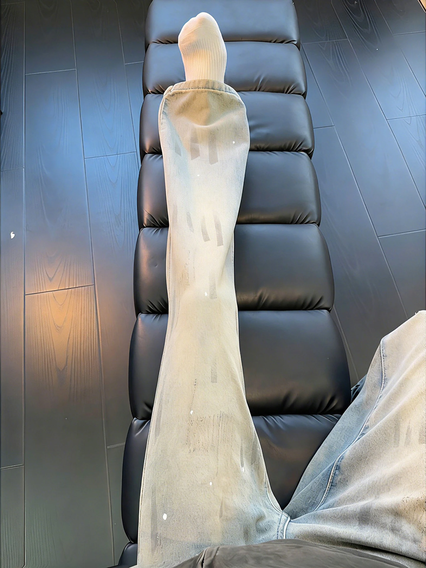 

Мужские джинсы в стиле ретро с принтом лап, весенние, зауженные, слегка расклешенные, молодежные, повседневные, прямого кроя