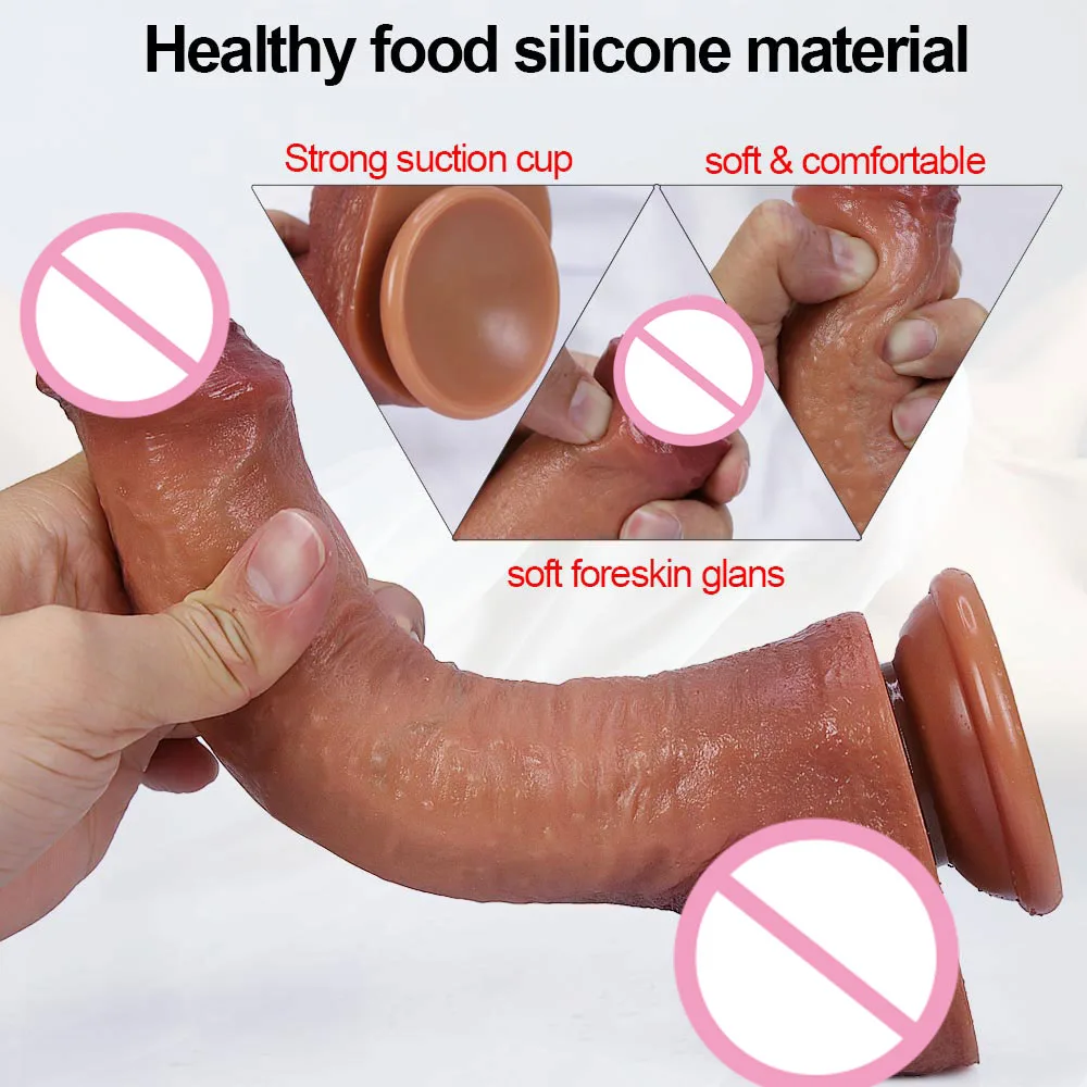 Silicone Real Big Thick Strap on Penis Foreskin Dick Anal Dildo Dilldo Masturbators Adult Sexy Toys for Women Men Girls Sexshop