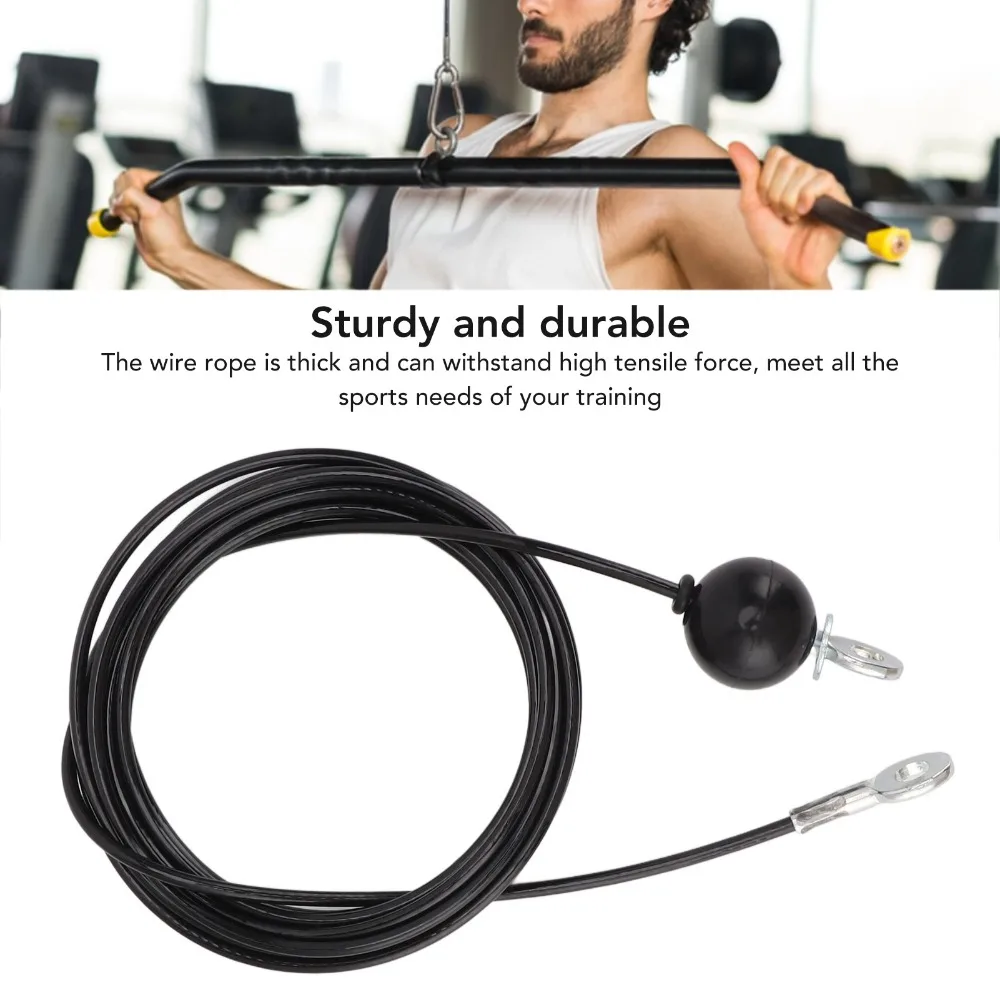 Black Fitness Cable Closed Alloy Buckle 5MM Diameter Home Gym Cable Gravity Ball Steel Wire Rope Multi Gym