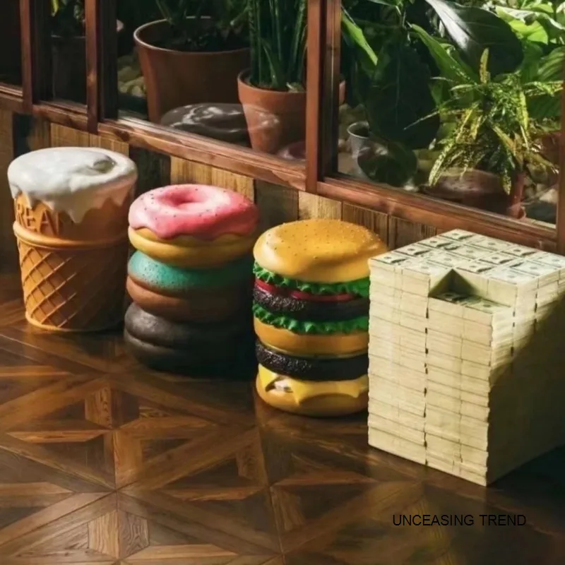 Ice cream, corn stool, trendy home burger chair, Macaron decoration, resin low stool decoration gift living room stool