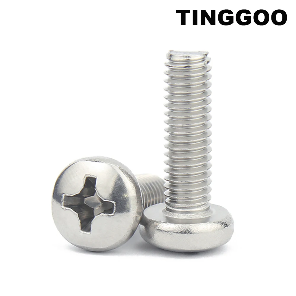 2/50X M1,6 M2 M3 M3,5 M4 M5 M6 M8 GB818-85 304 Edelstahl Kreuz Phillips Pan Rundkopf Verlängern Schraube Bolzen Länge = 3-100mm