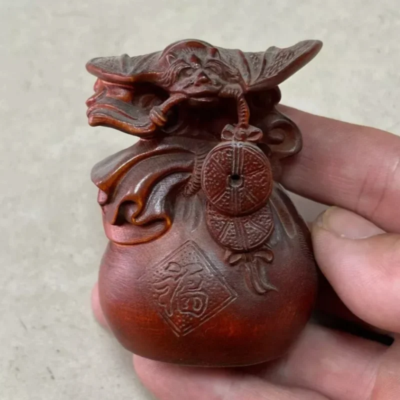 

A fine chinese vintage bat statuette wooden ornament Wood carving carved fu Bag