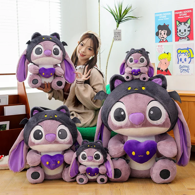 60 cm Kawaii Lila Teufel Stich Plüschtier Große Gefüllte Puppe Niedliche Engel Puppe für Kinder Geburtstag Weihnachtsgeschenk Plüschkissen Stofftier