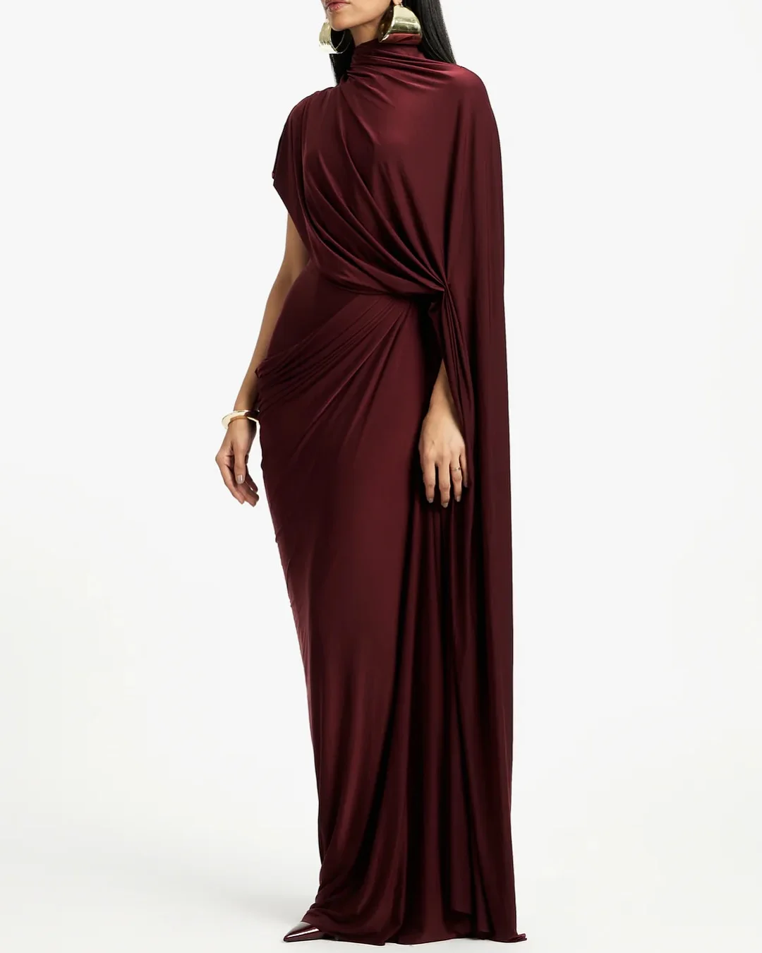 Customized Formal Jersey One Shoulder Long Sleeves Evening Dresses High Quality High Neckline Prom Dress Custom Size P image 3