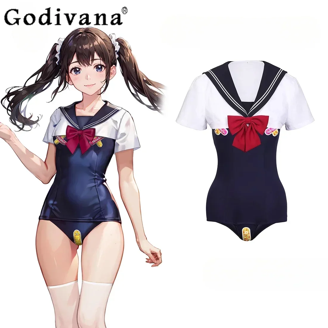 Japanese College Style One-Piece Swimsuit and Sun-Protective Clothing Two-Piece Set Women's Y2K Bikini Set Swimwear Bathing Suit