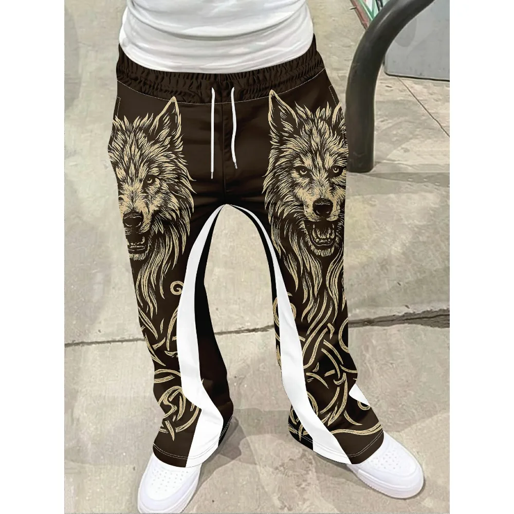 

Y2k Flared Pants Men Loose 3D Print Trousers Casual Sweatpants Mid Waist Sporty Female Clothes Streetwear Hip Hop Vintage Pants