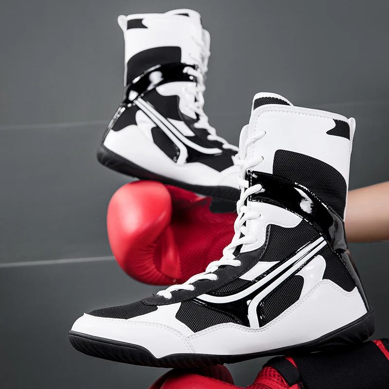 

New Men's Boxing Sneakers High-Top Combat Wrestling Shoes Non-Slip Boxing Training Boots Breathable Wrestling Shoes