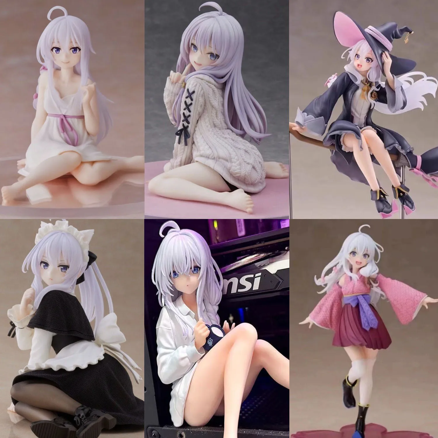 10-19CM Die Reise von Elaina Anime-Figur Strickkleid-Hexe Elaina Actionfigur PVC Für Freundesgeschenke Sammlermodell Puppenspielzeug